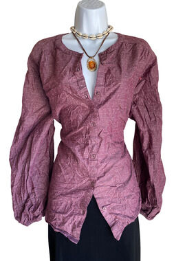 100% Cotton ST Johns VTG Plus 1X Boho Embroidered Poke Dot Button Up Blouse
